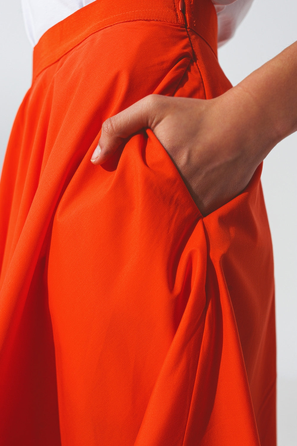 A-line skirt with elastic waist band in Orange