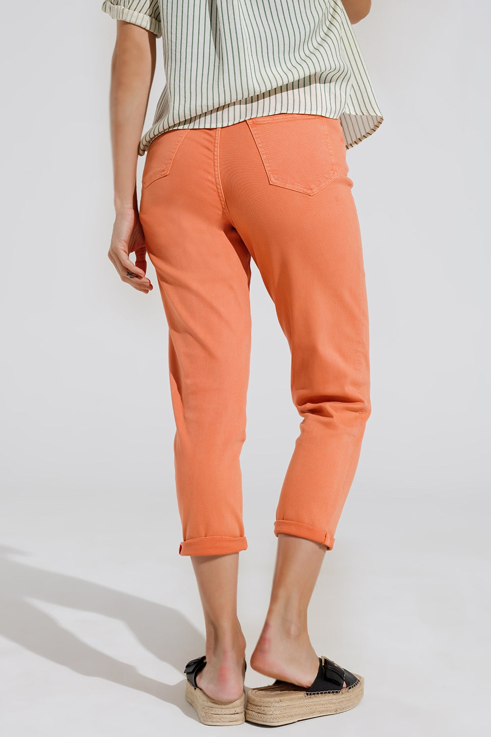 Calça de ganga Skinny Basic na cor Laranja