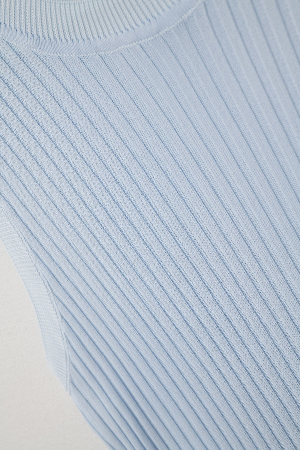 Baby Blue Sleeveless Ribbed knit Top