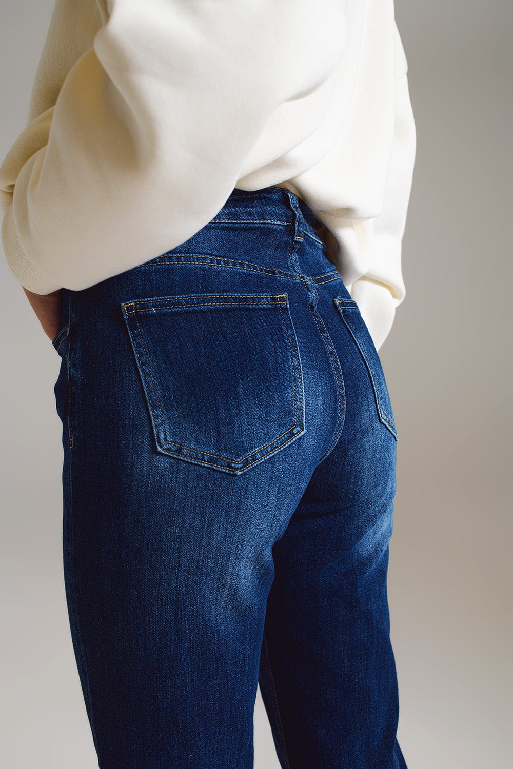 Calça de ganga Básica Reta Lavagem Escura