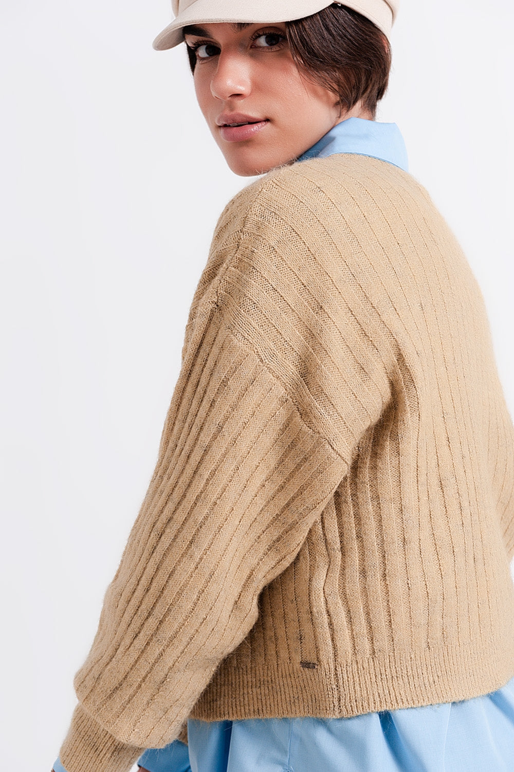 Beige sweater in stripe