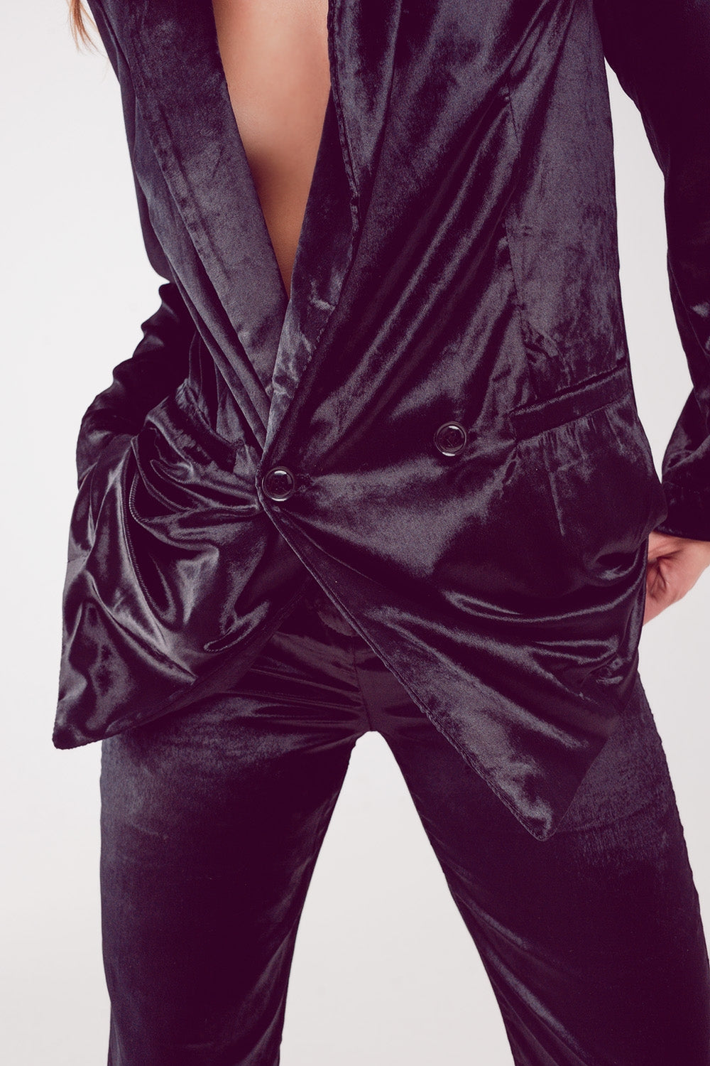 Blazer oversized em veludo preto