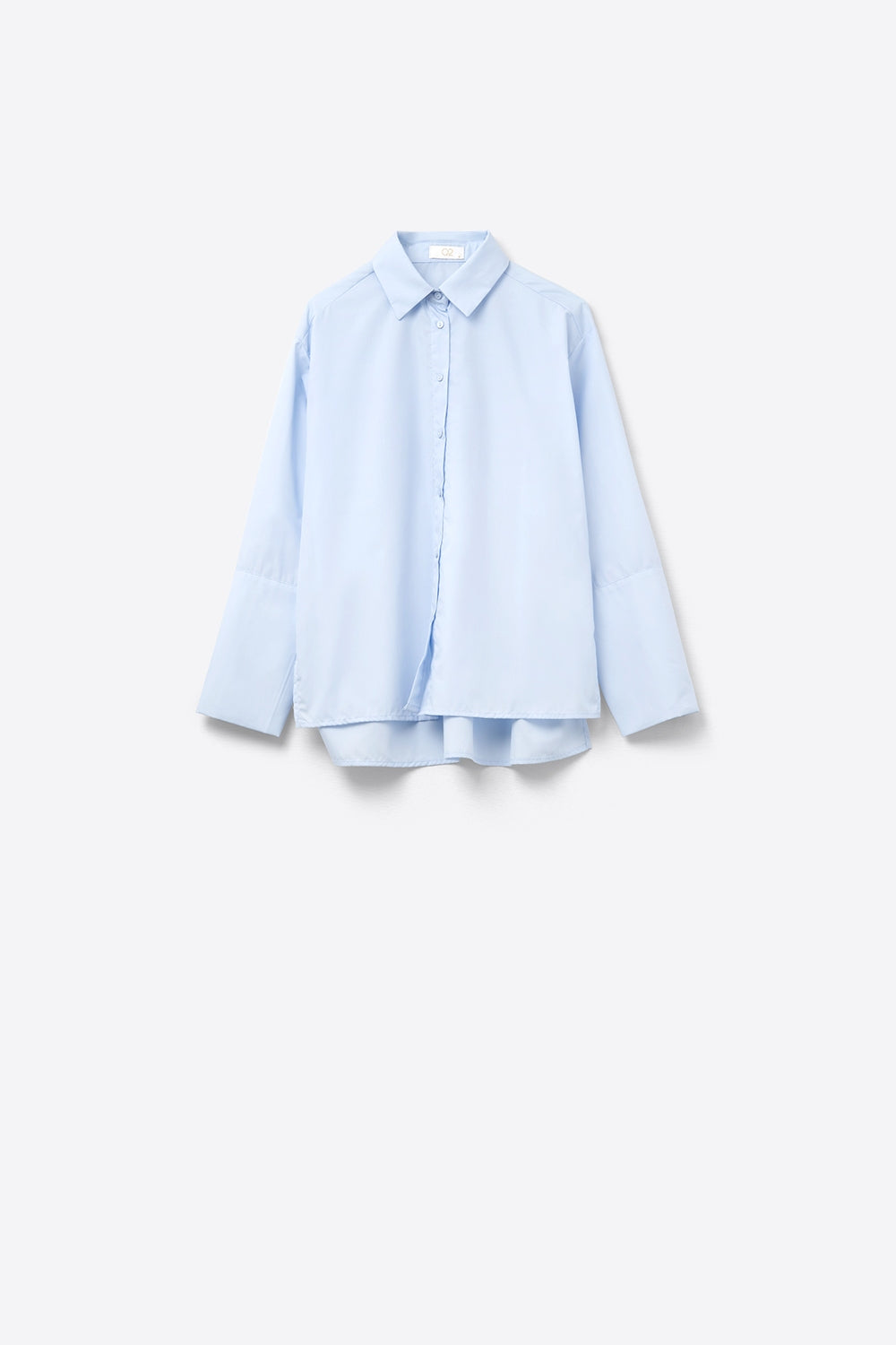 Blue poplin shirt with extra-wide cuffs