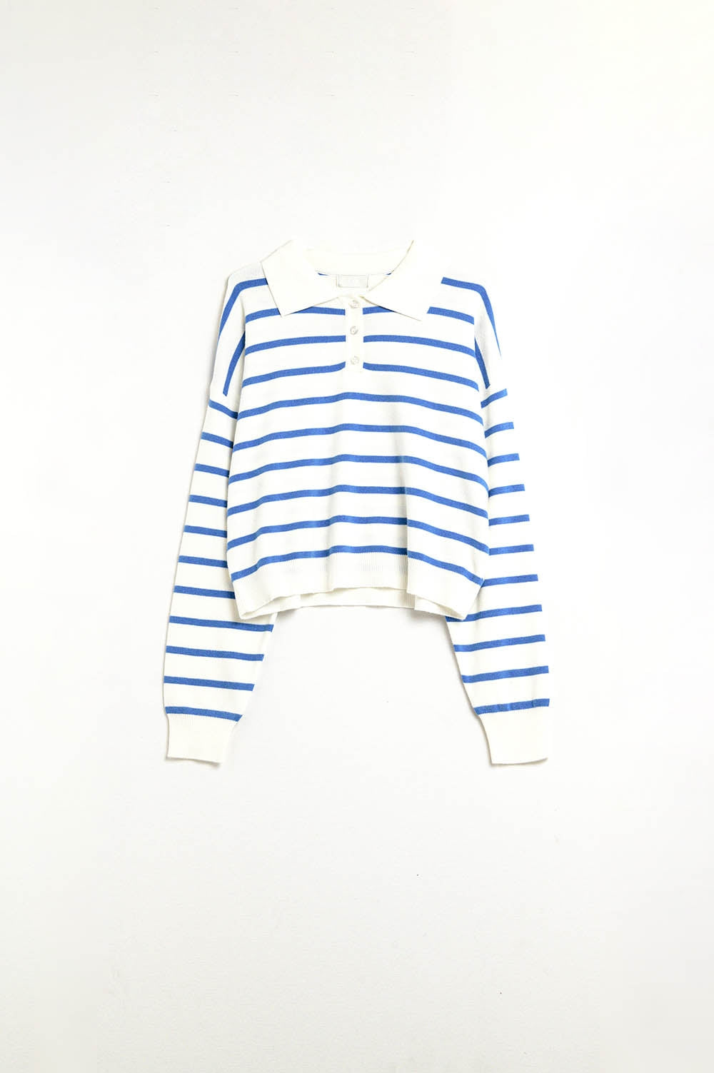 blue striped soft knit polo