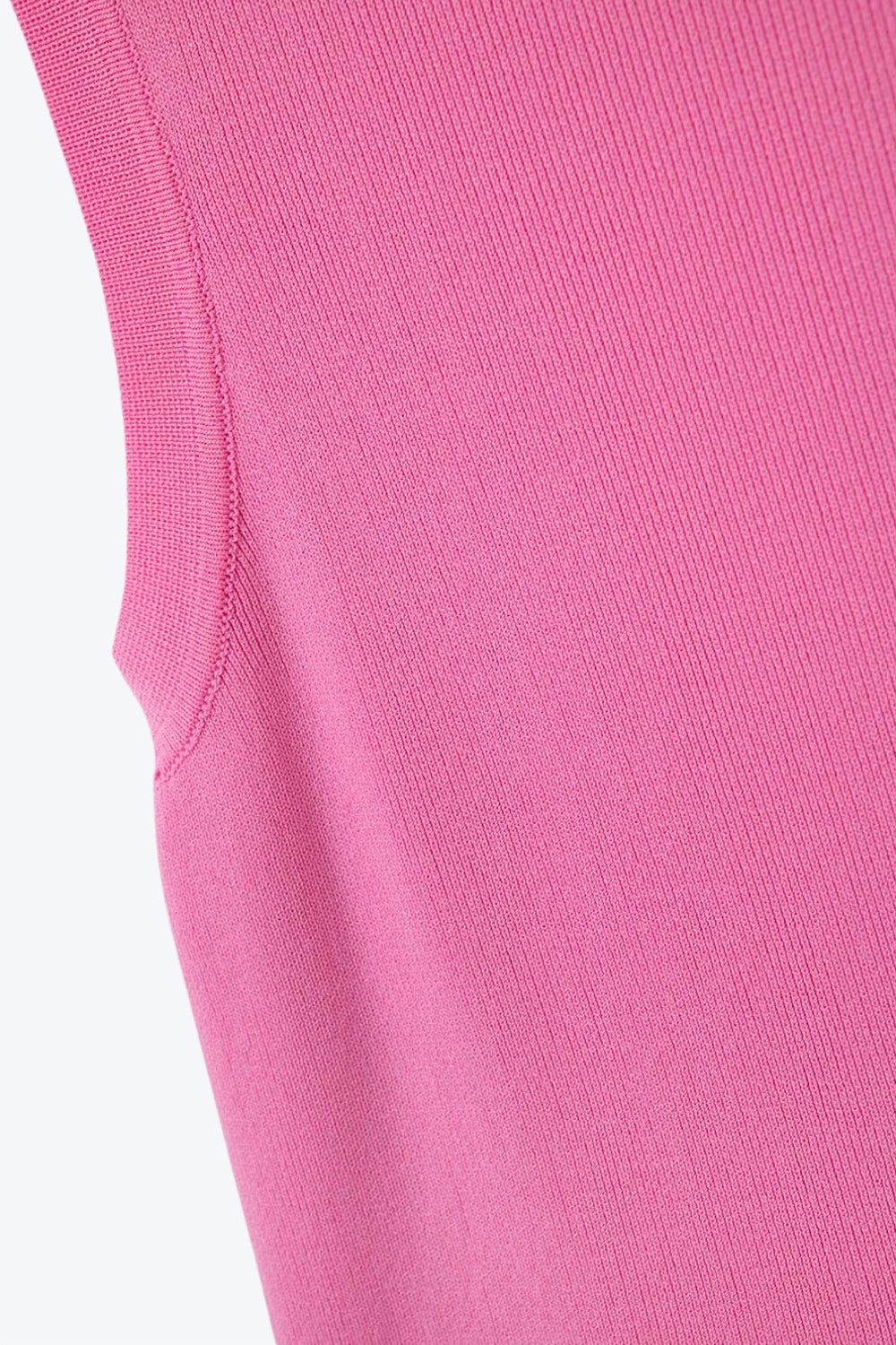 Comfortabele geribbelde top met boothals in fuchsia