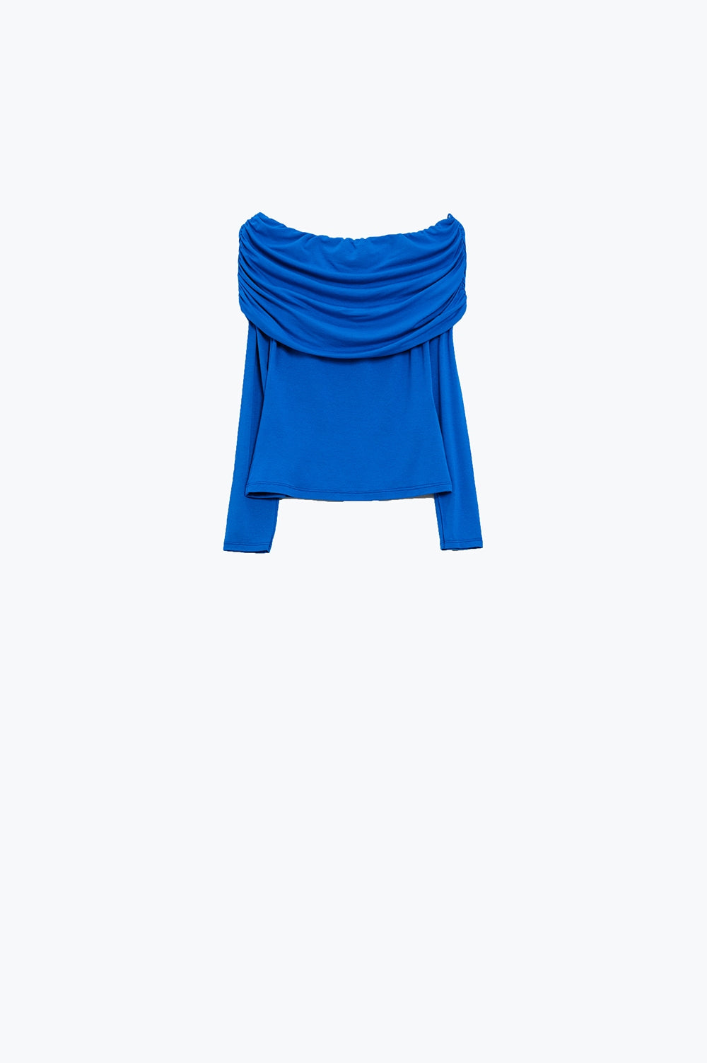 Bodycon off-shoulder top in blauw