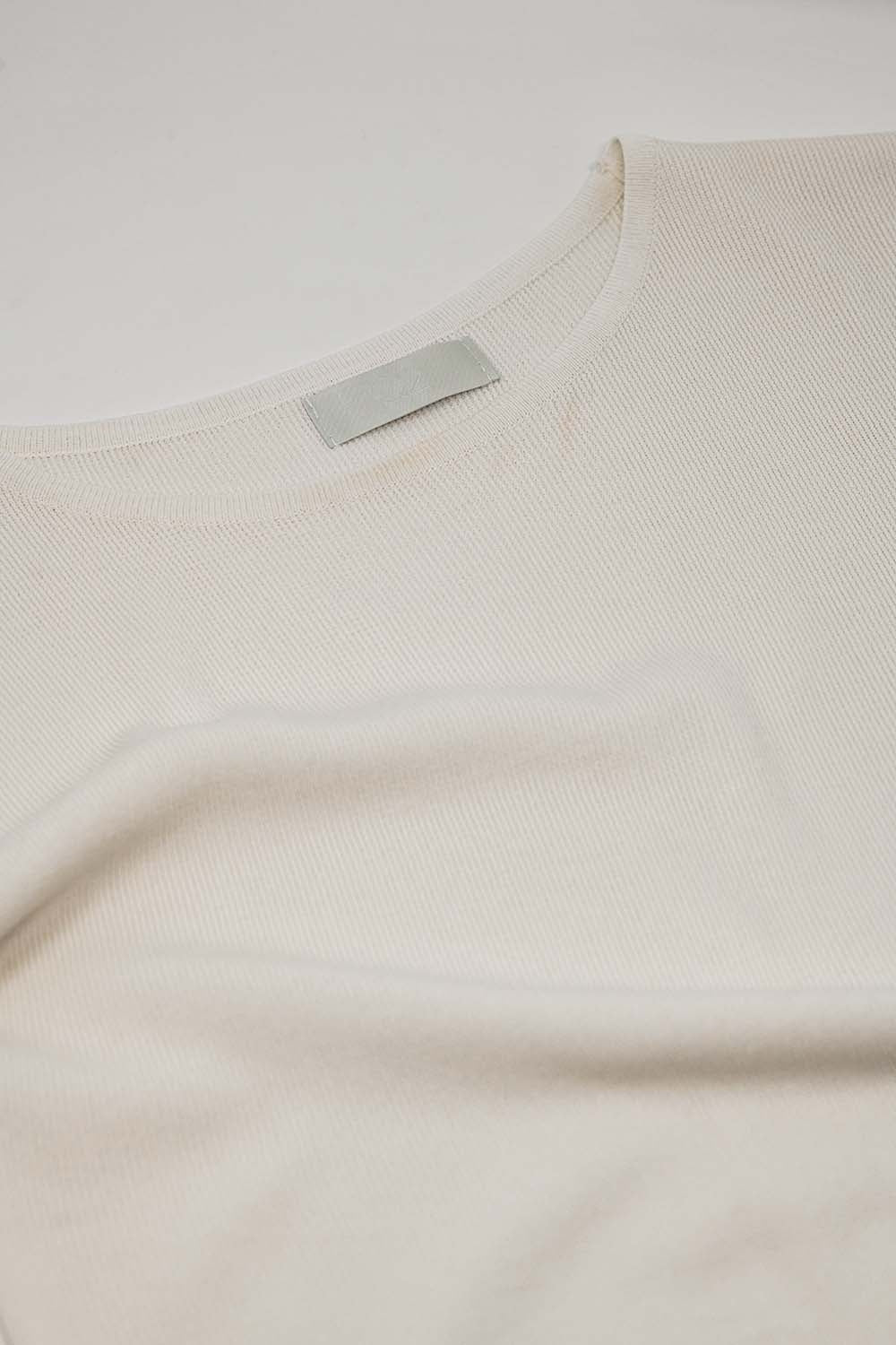 Cropped Knitted Short Sleeves T-shirt in White