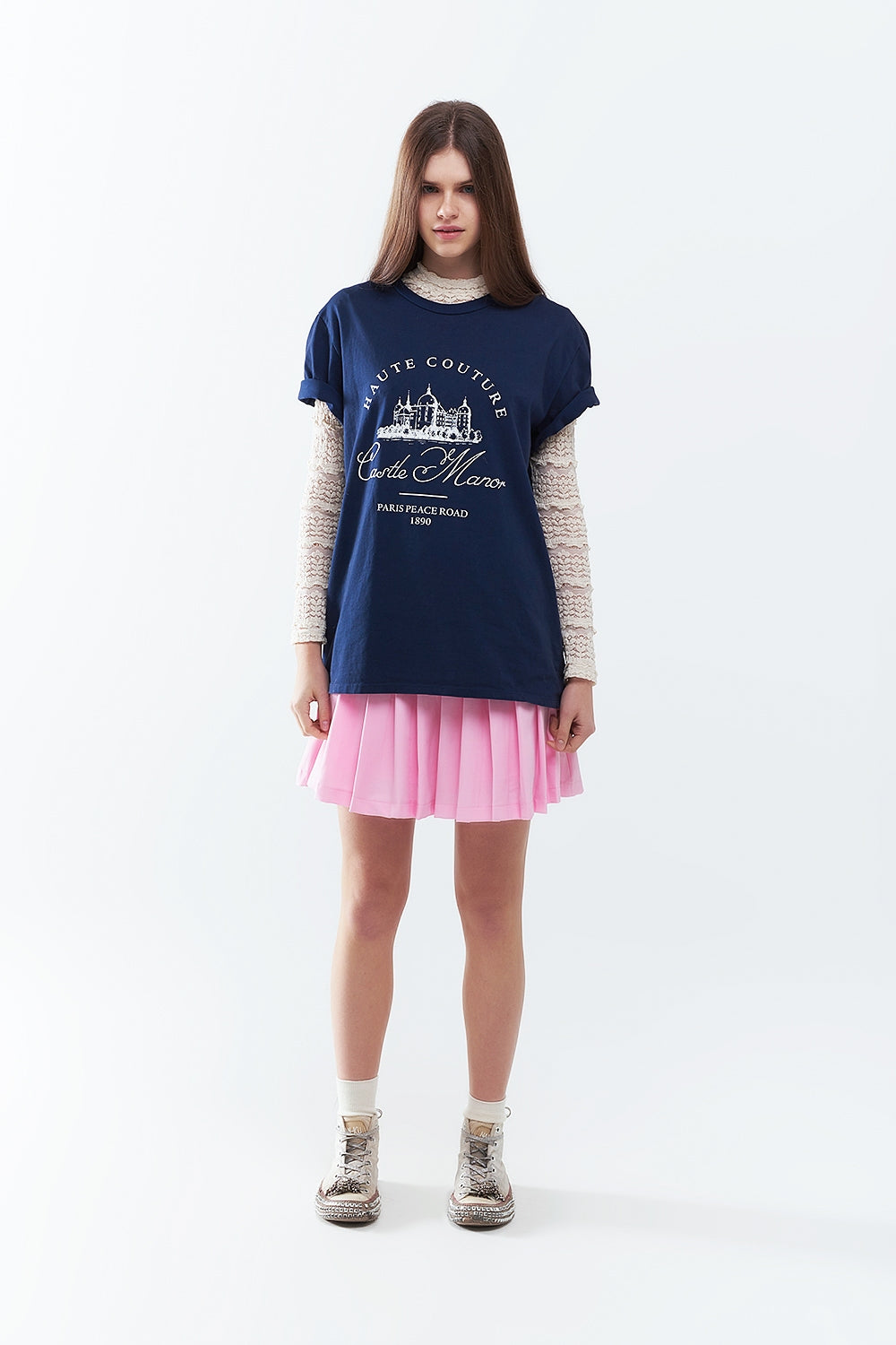 Dark Blue T Shirt With Castle Manor Design