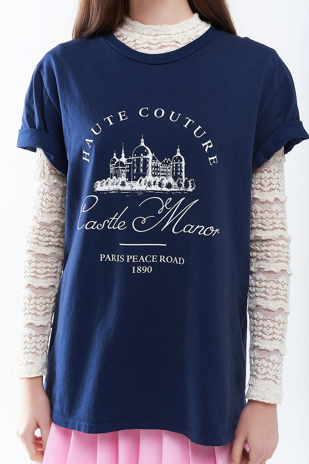 Dark Blue T Shirt With Castle Manor Design
