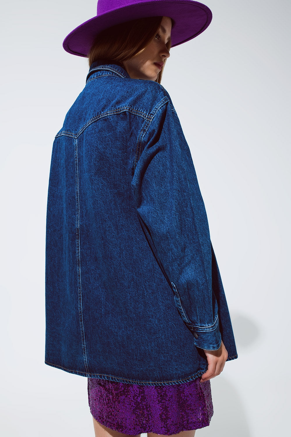 Casaco cargo de ganga oversized com bolsos