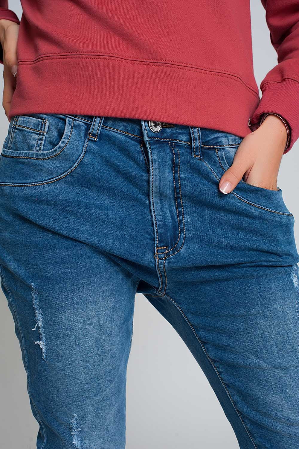 distressed boyfriend jeans blue denim