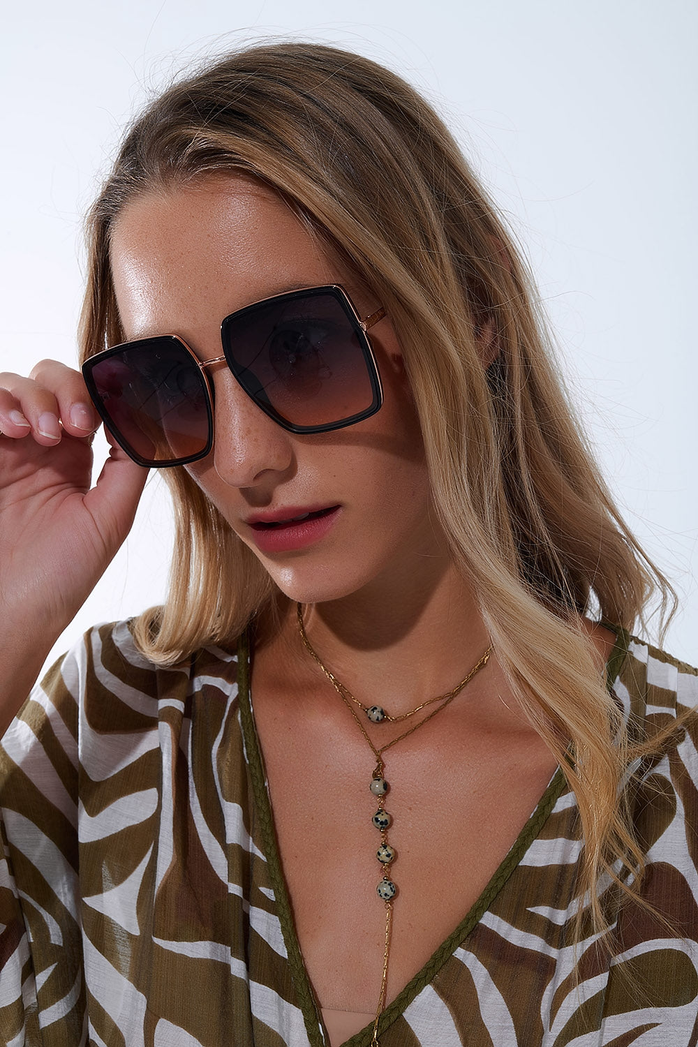 Extra grote vierkante zonnebril in chocoladebruin