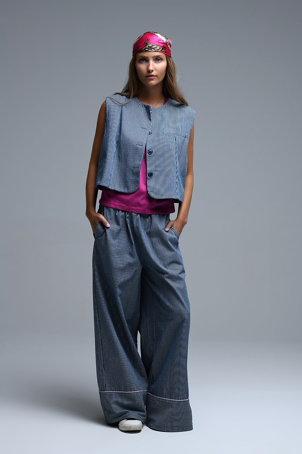 Extra Wide Leg Striped Palazzo Pants