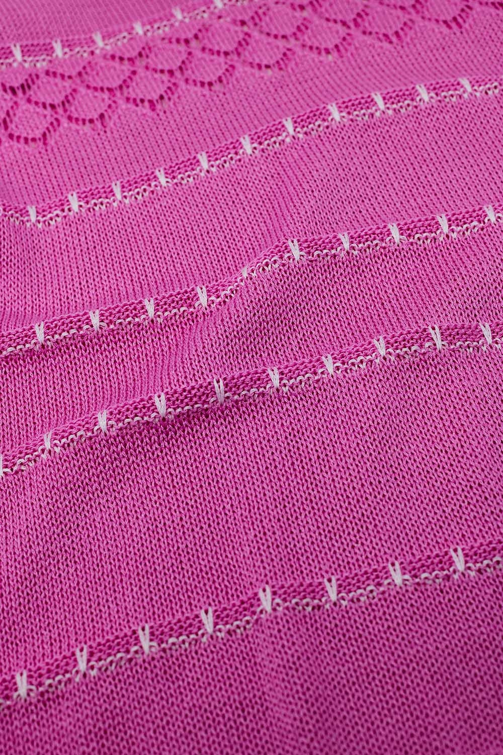 Fuchsia Midi Sleeveless Dress With V-neck and Crochet Design