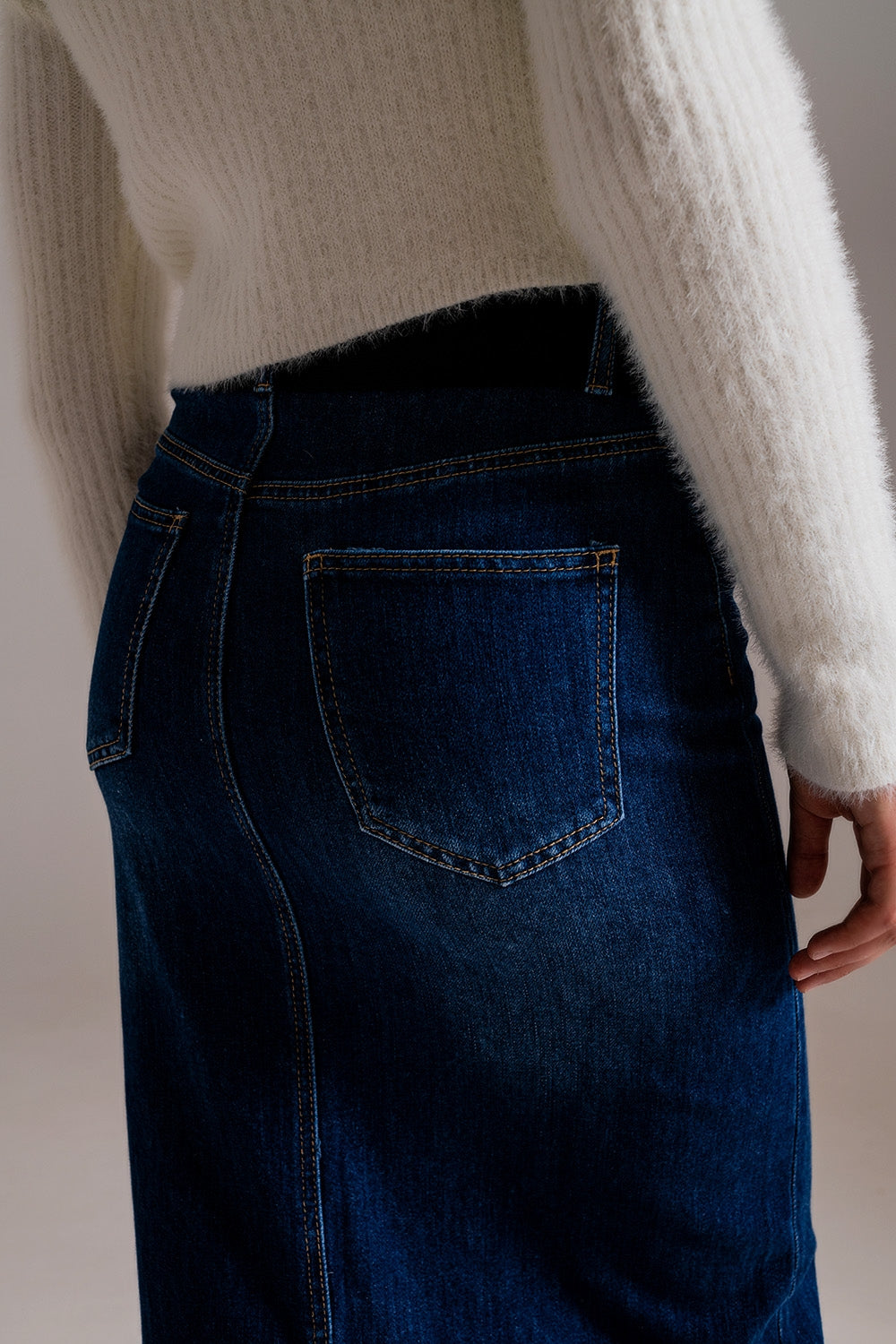 Saia de ganga longa elástica dos anos 90 em lavagem escura