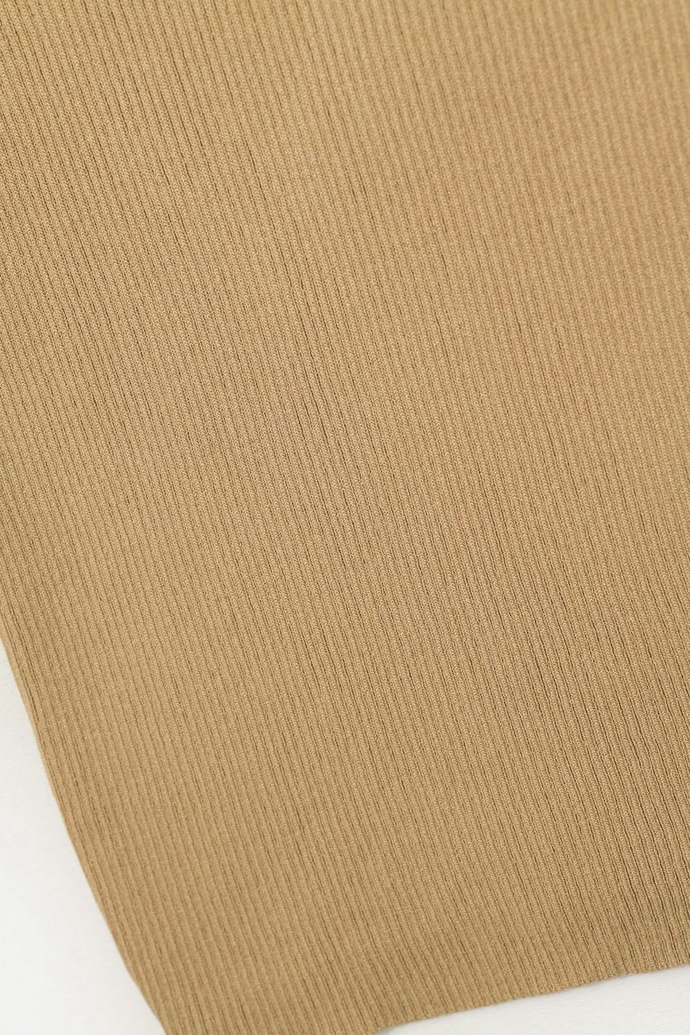 High Neck Cap Sleeves ribbed sweater in camel