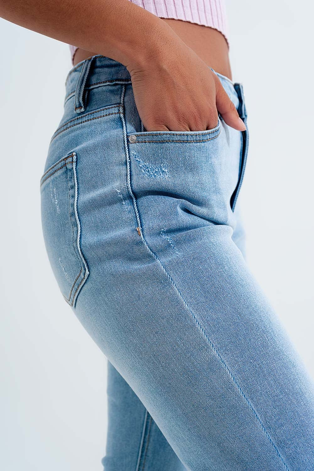 High rise vintage skinny jeans in light wash