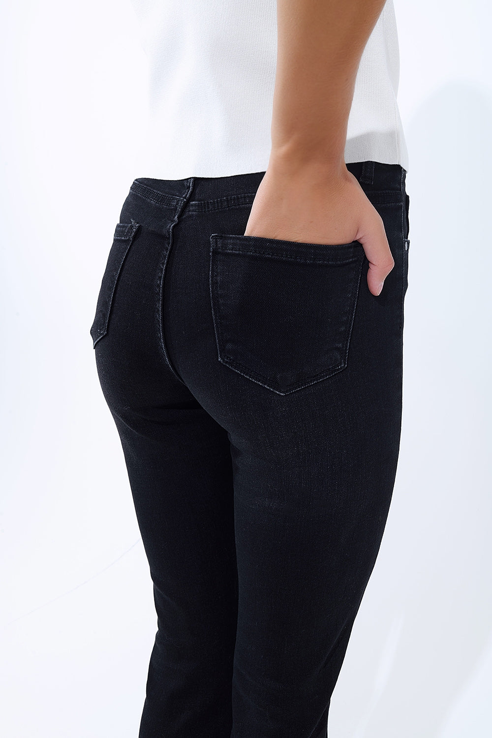 High waisted flare jeans in black