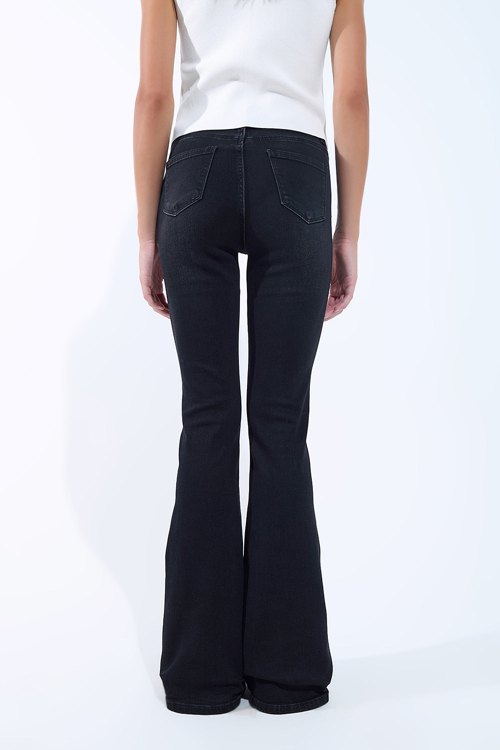 High waisted flare jeans in black