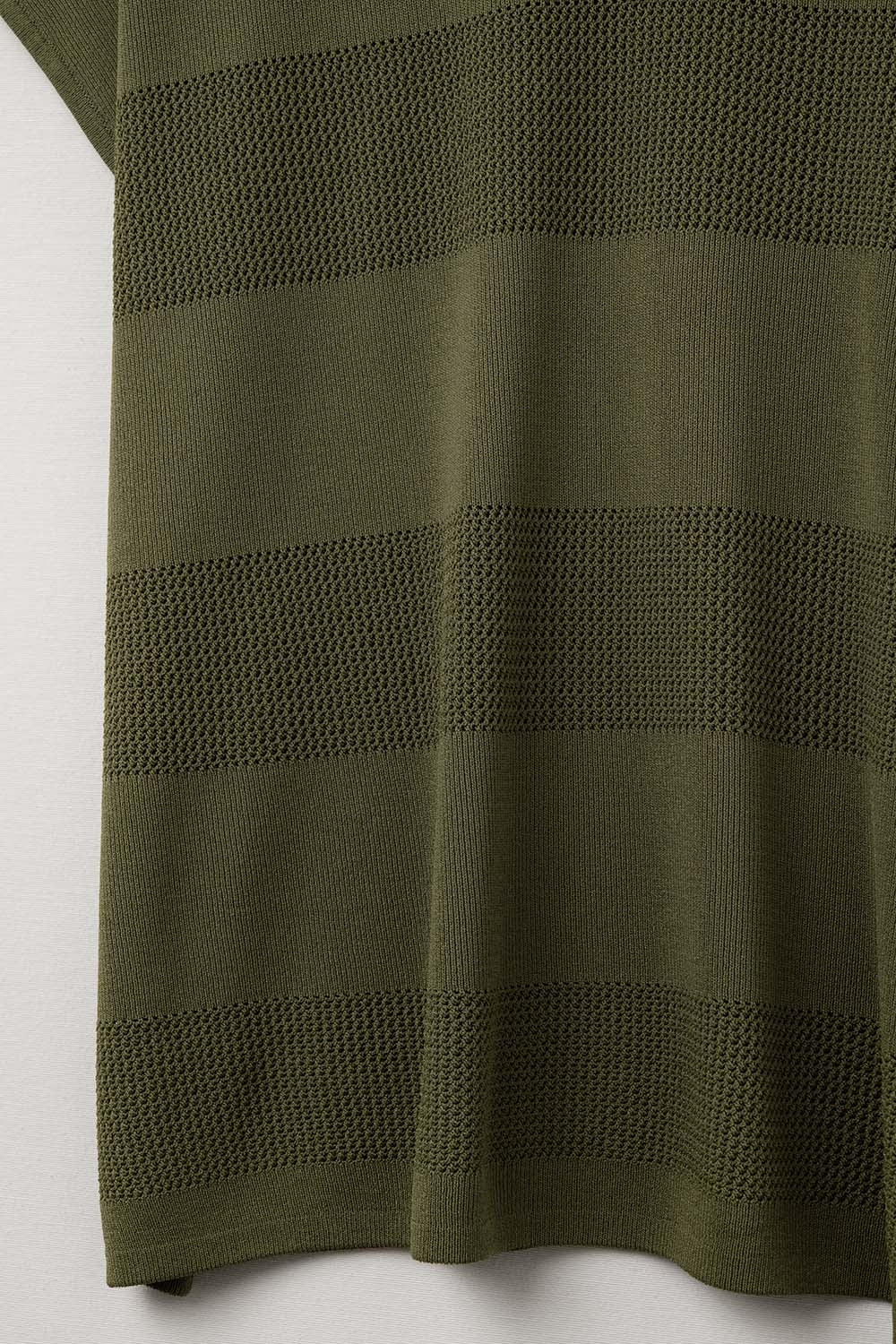 Khaki V-hals gebreide trui met open steekdetail