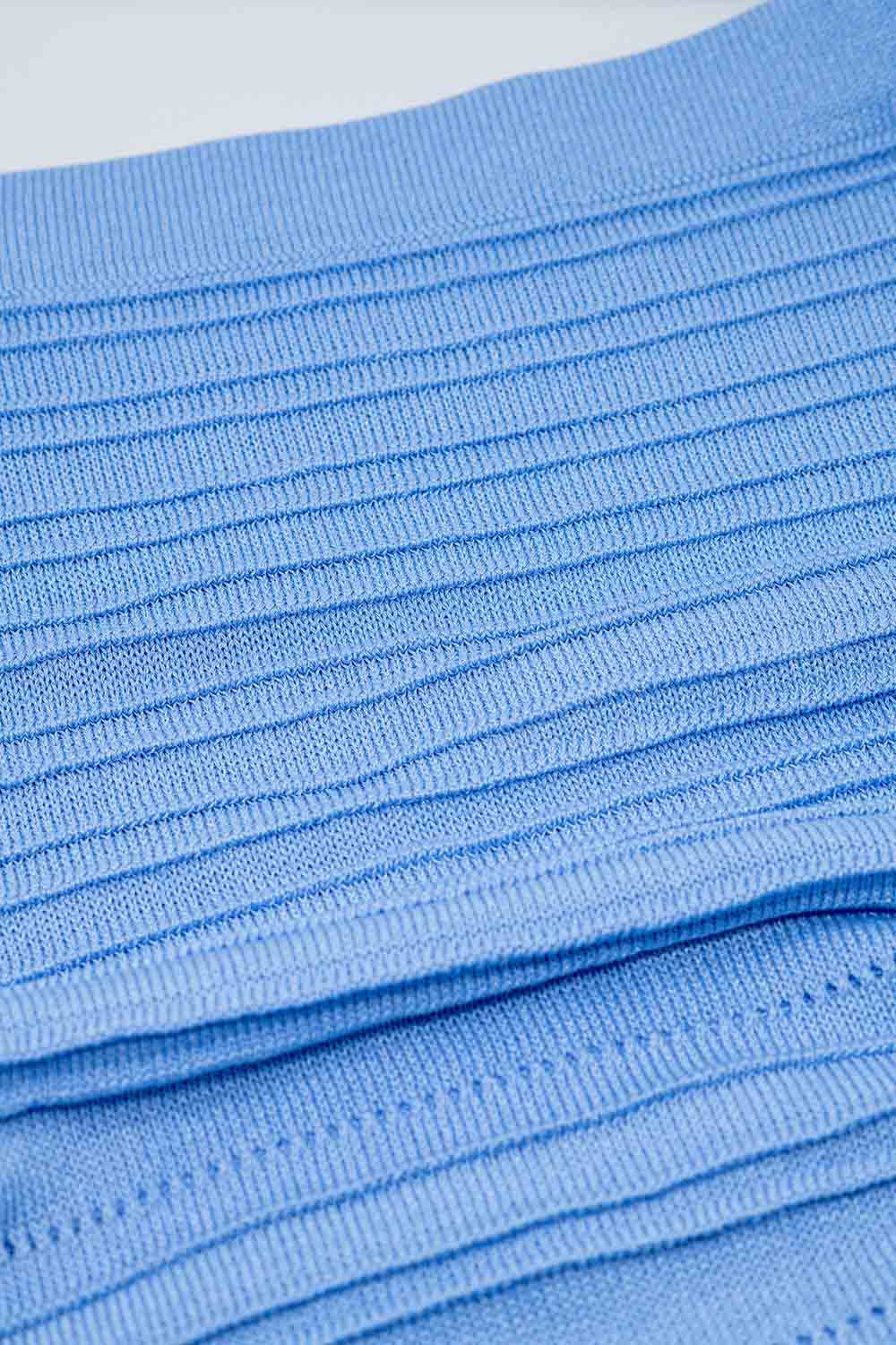 Saia lápis midi de malha azul claro