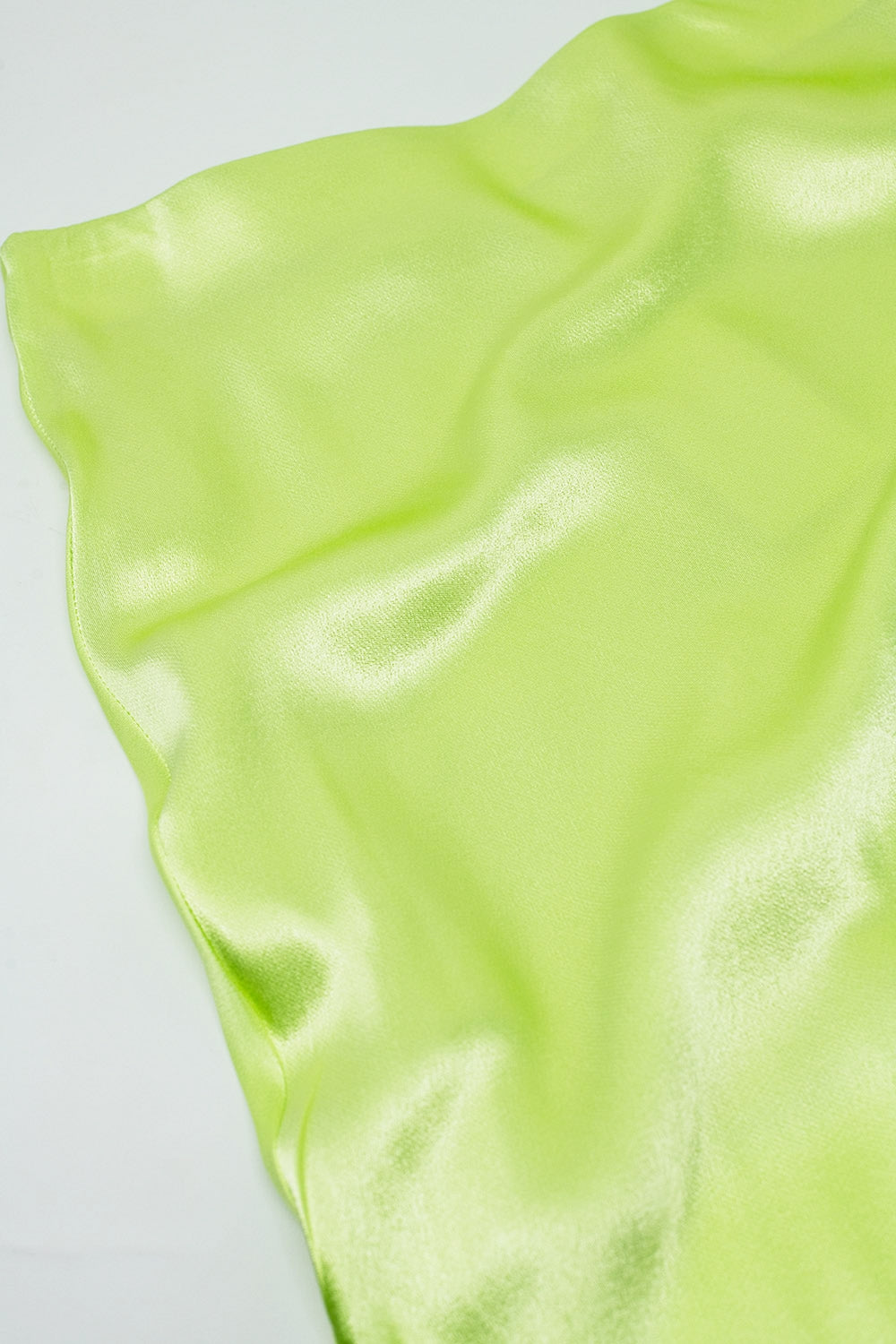 Lime maxi silk skirt with side slit