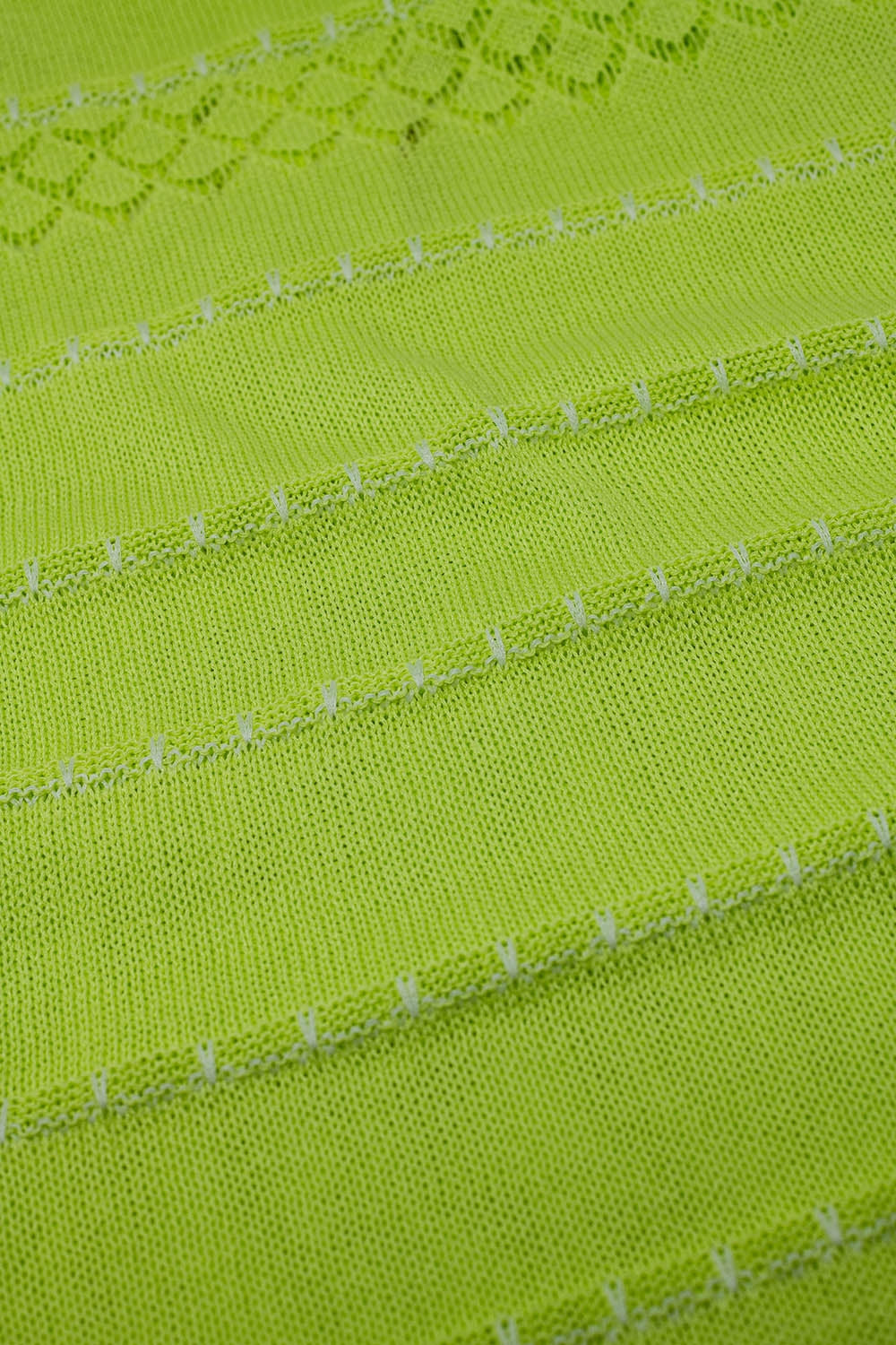 Lime midi sleeveless dress with v-neck and crochet design