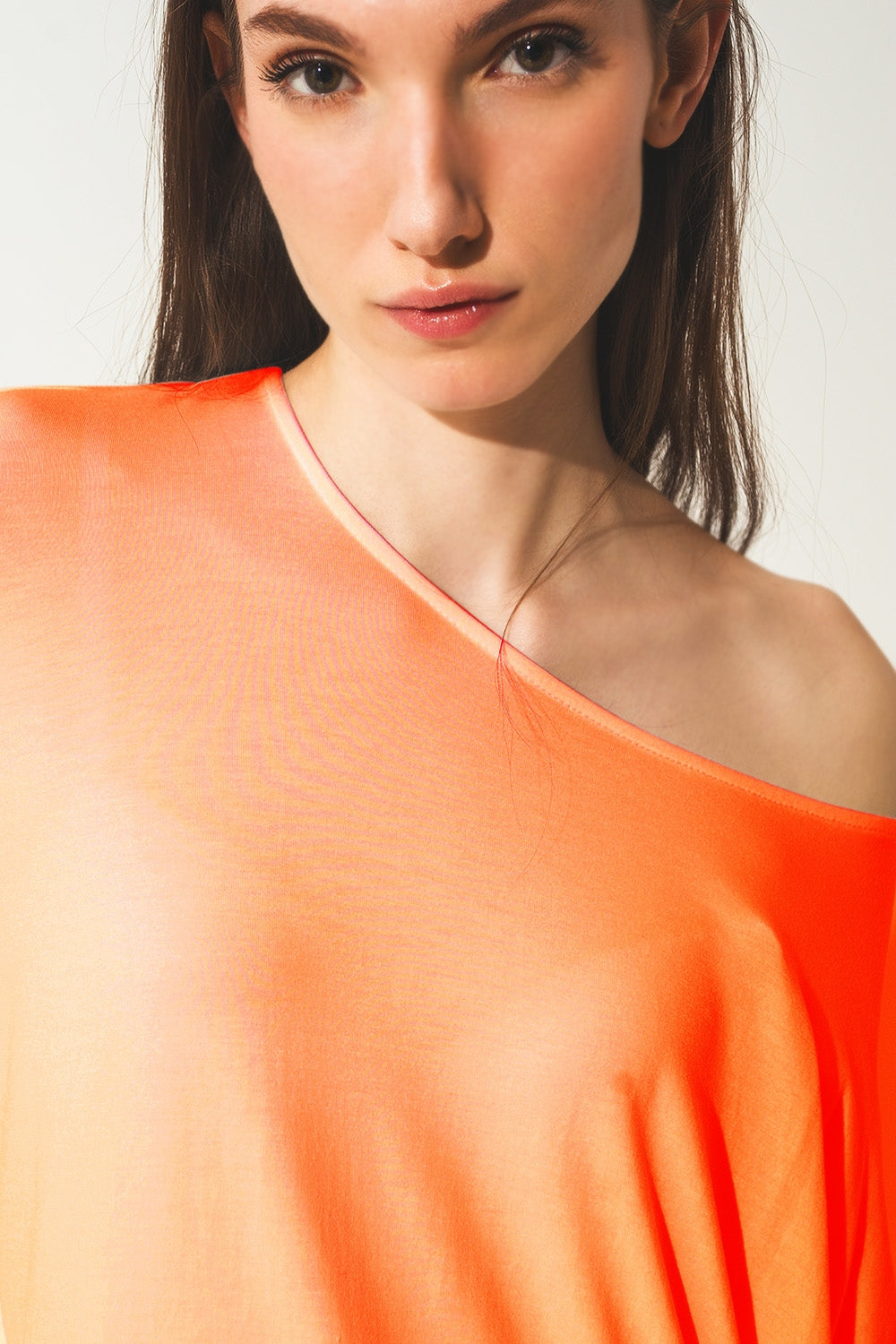 Blusa de manga comprida em modal laranja choque
