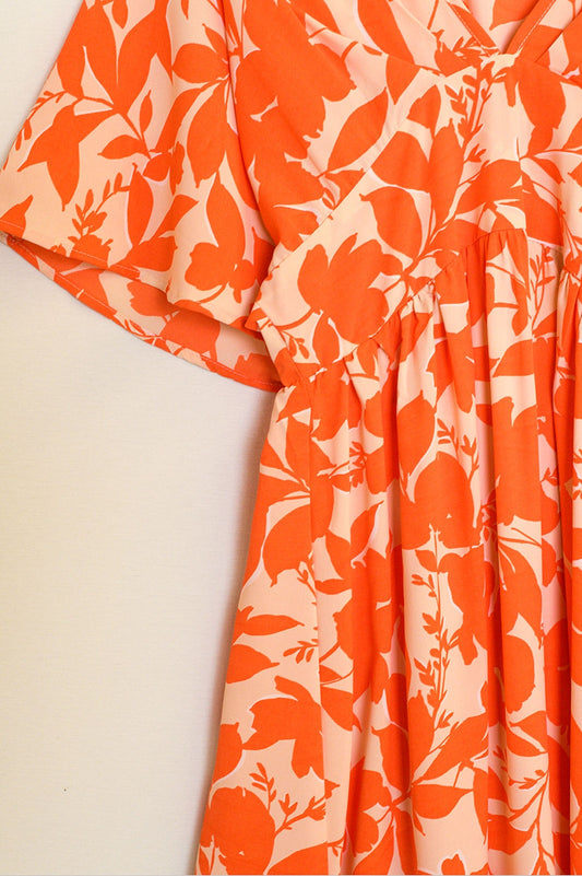 maxi orange flower print dress