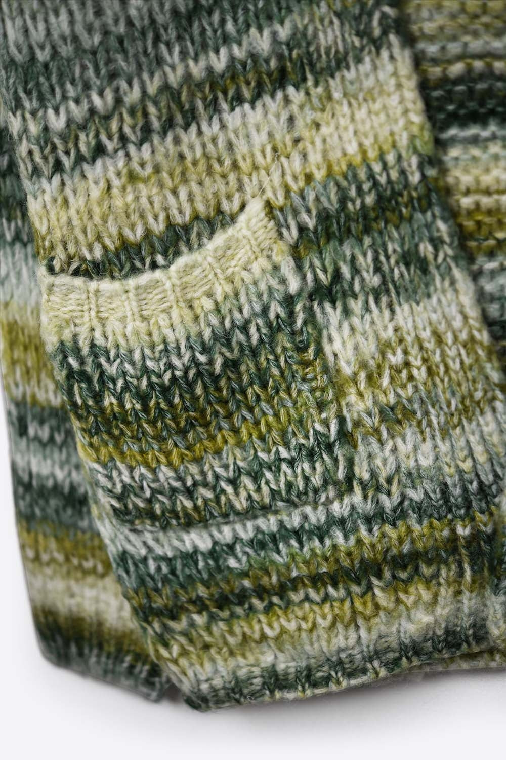 Oversized mottled striped long cardigan with pockets in Green