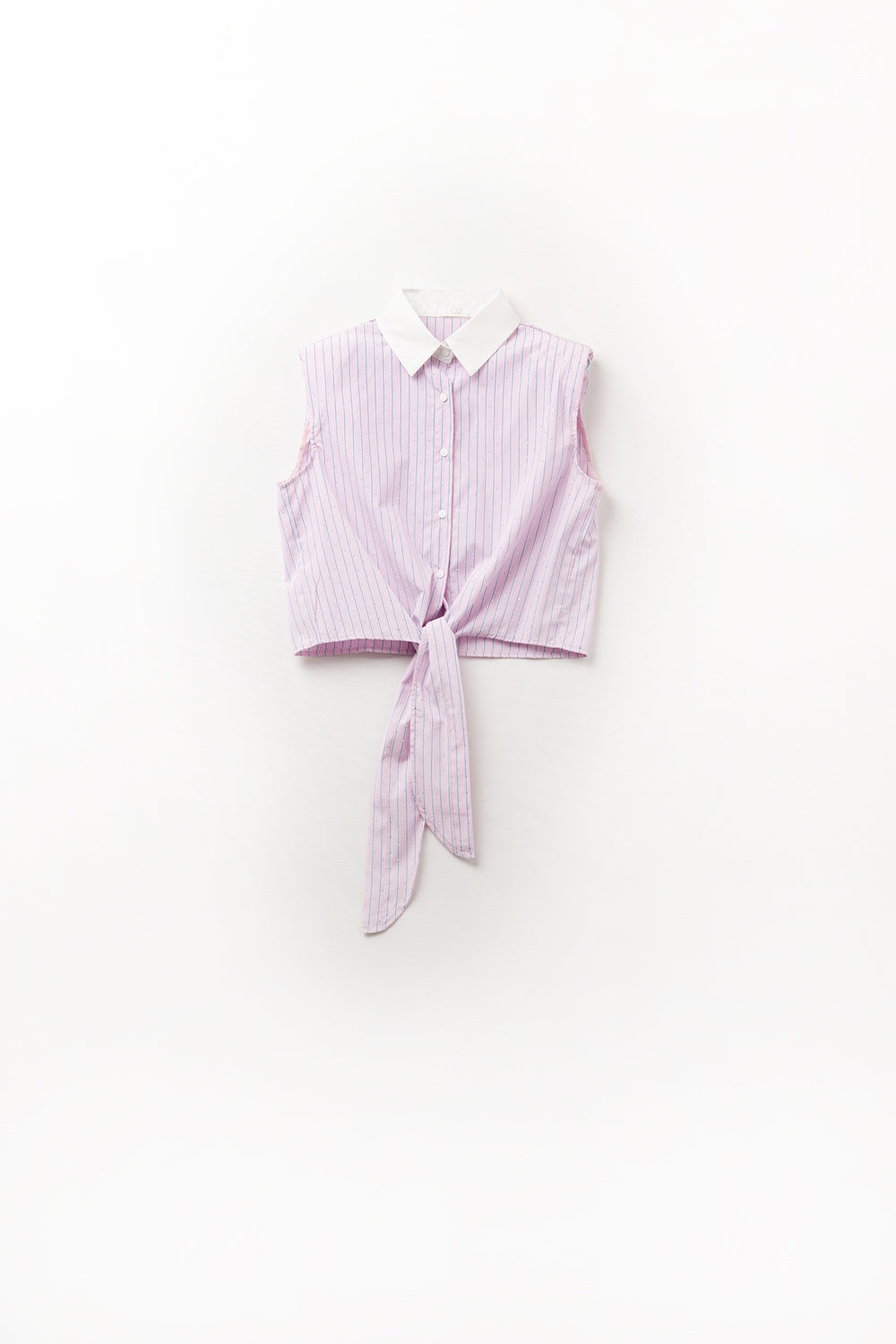 Pink Sleeveless Crop Top With Front Knot