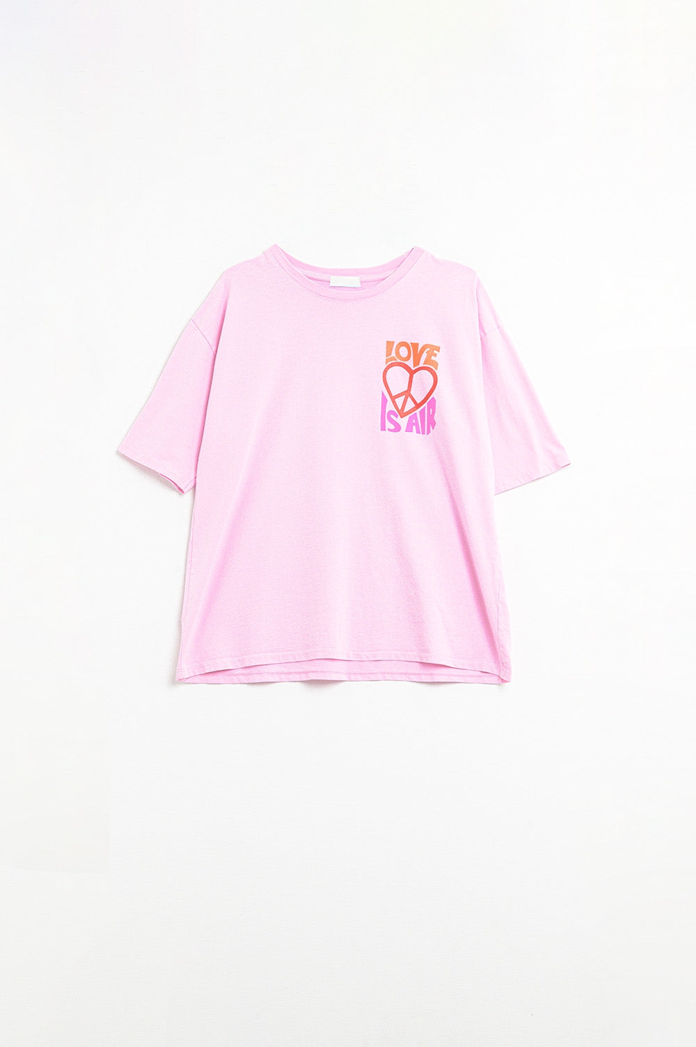 T-shirt rosa com o logótipo Love is Air e Heart with Peace