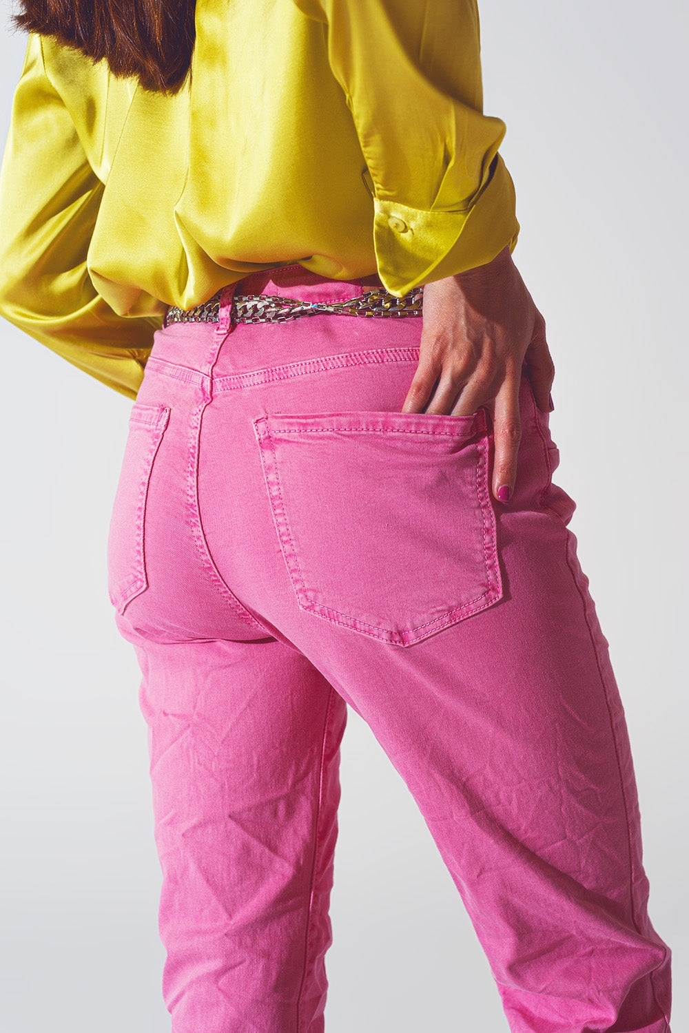 Calça de ganga Skinny Rosa Amassada