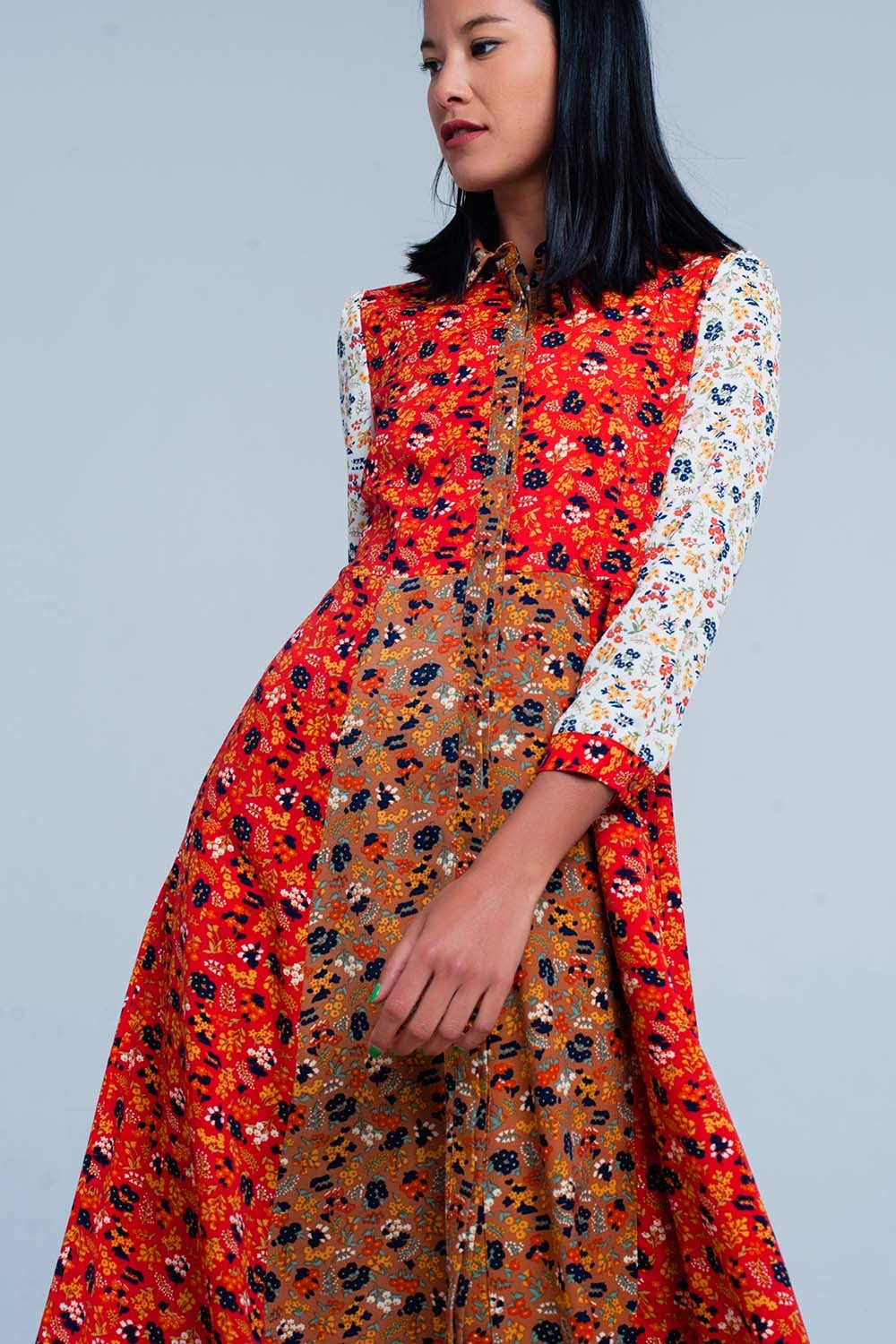 Vestido floral vermelho