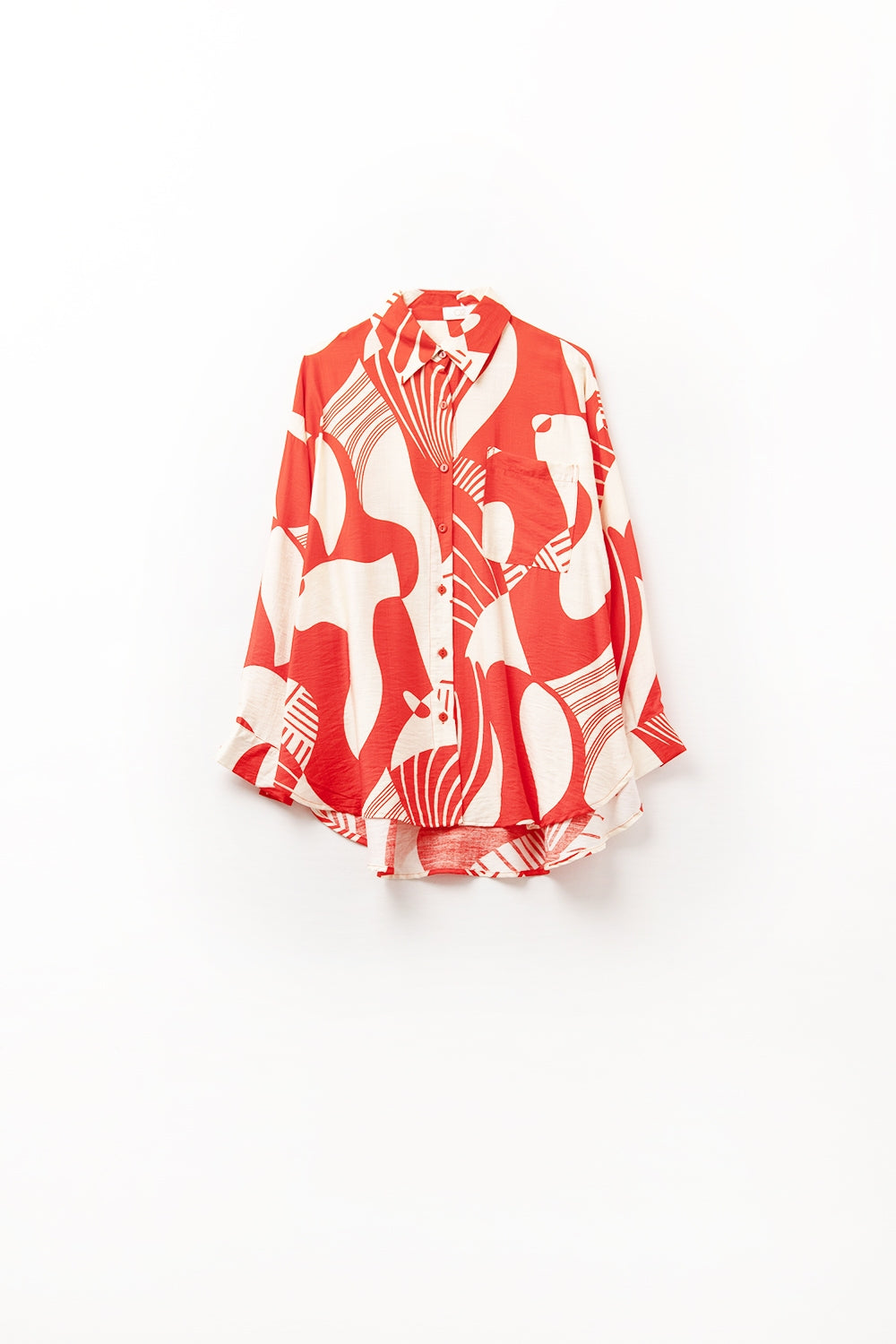 Polo vermelho com estampa abstrata