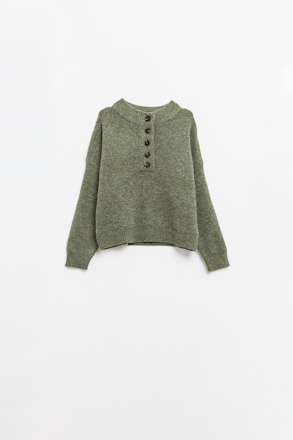 Relaxed Half-Button Sweater in green