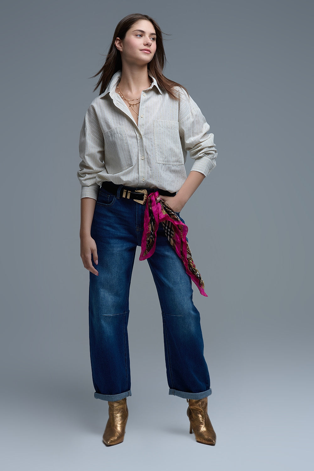 Relaxed Stripe Shirt With Oversized Chest Pockets