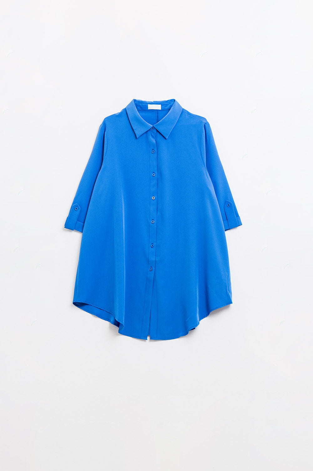 Shirt made of very soft and lightweight fabric in electric blue color.
