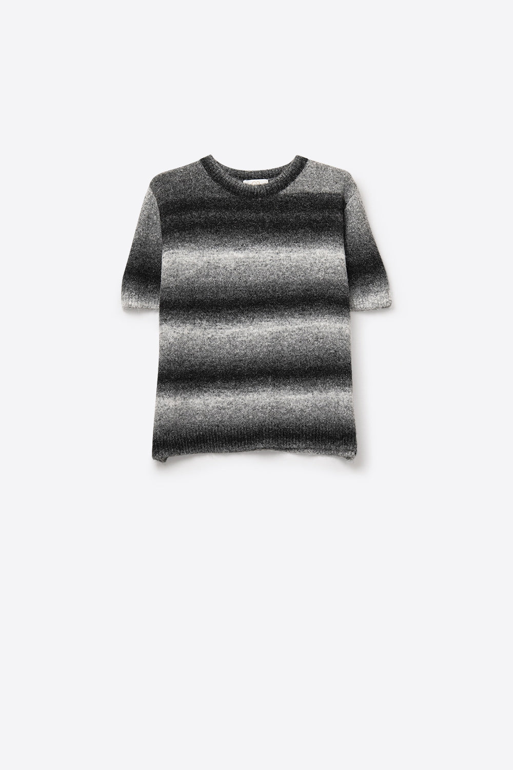 Short Sleeve Ombré Striped Sweater in Grey
