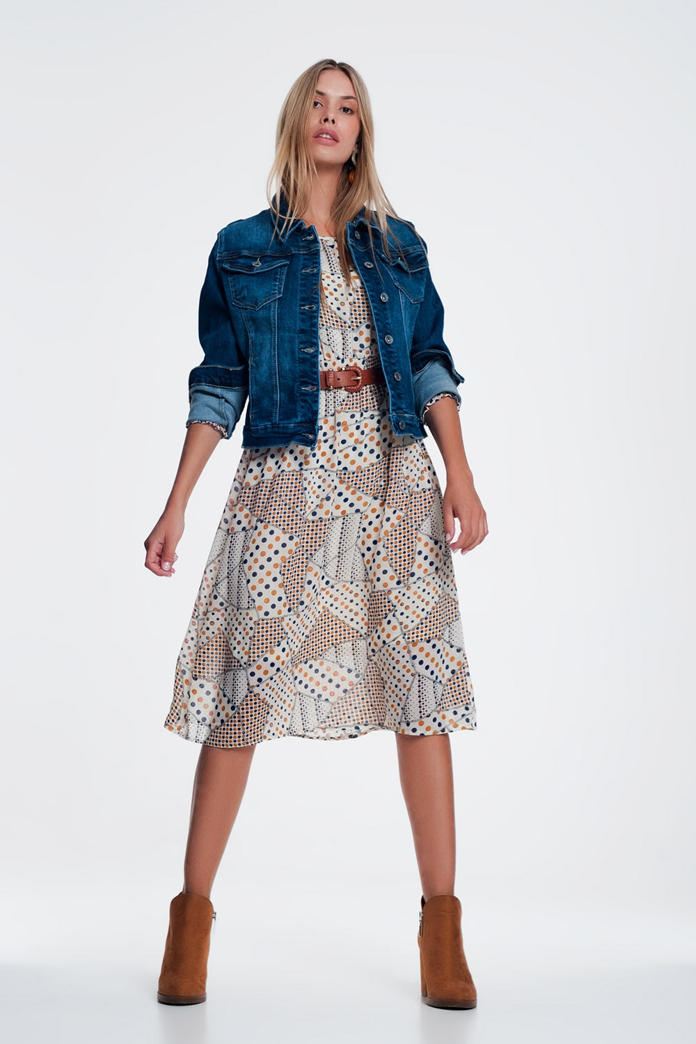 Casaco de ganga skinny western com lavagem média
