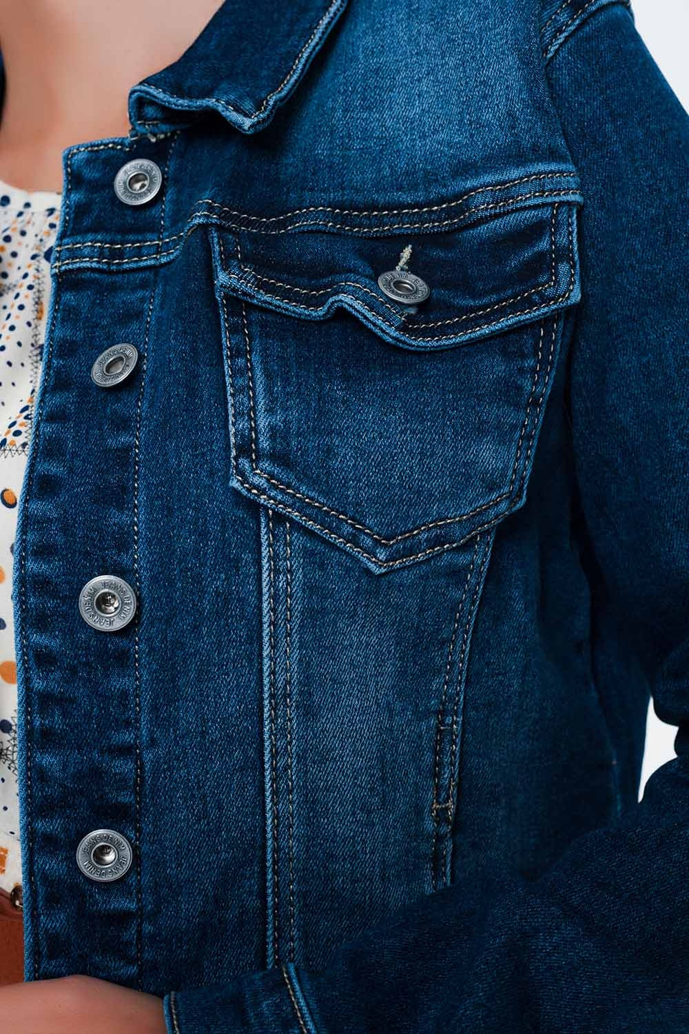 Casaco de ganga skinny western com lavagem média