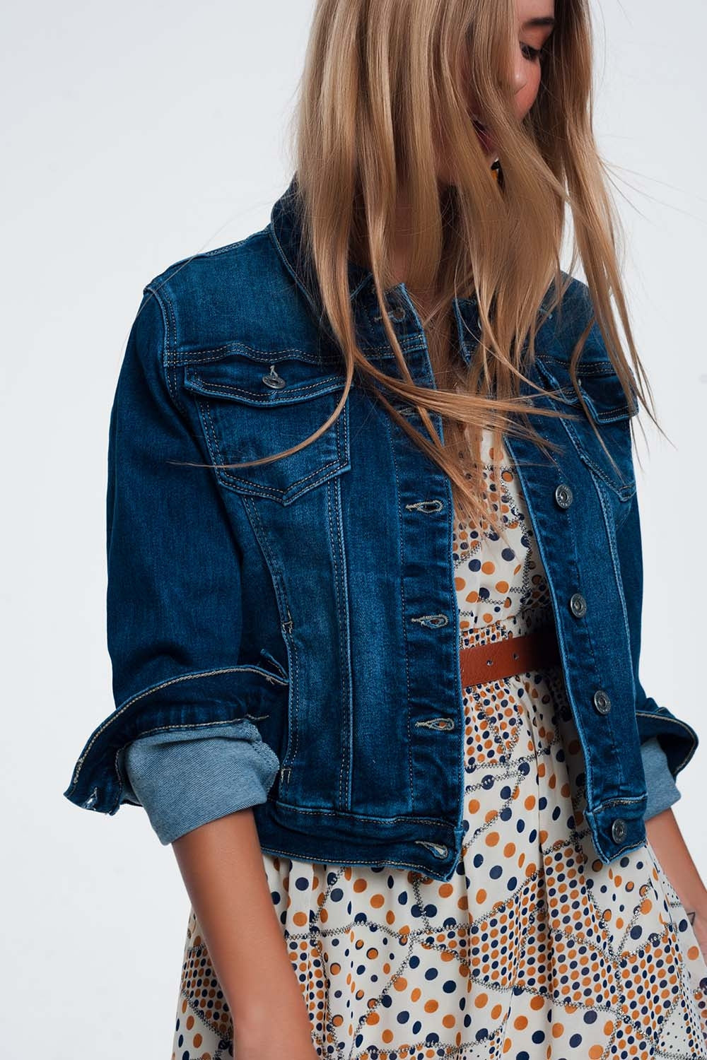 Casaco de ganga skinny western com lavagem média