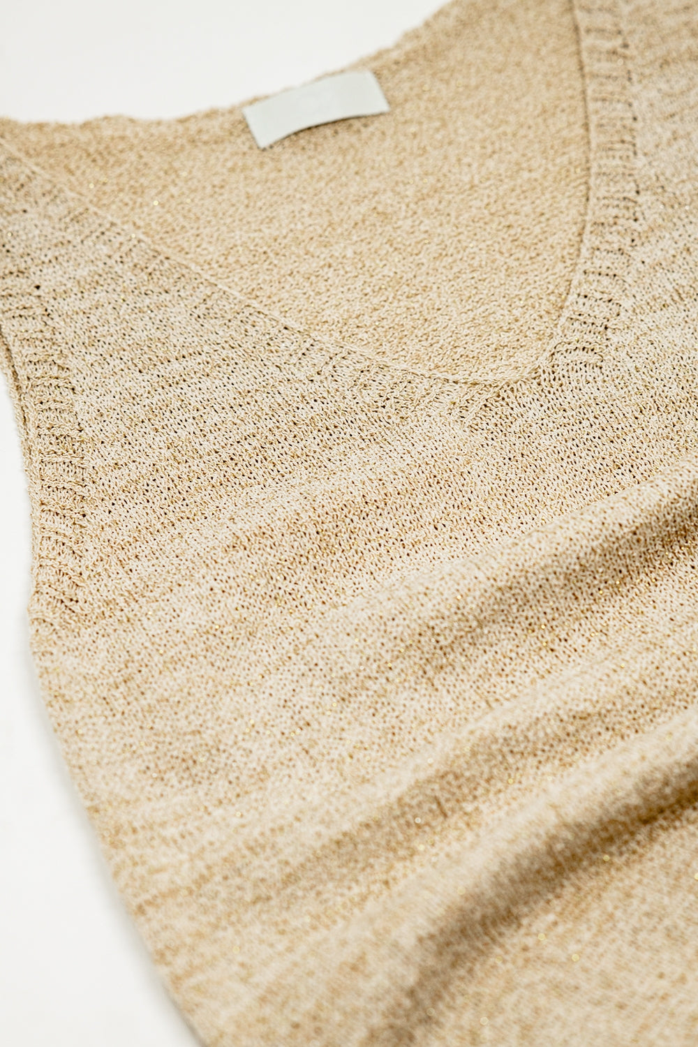 Sleeveless Maxi Beige Dress With Side Slit