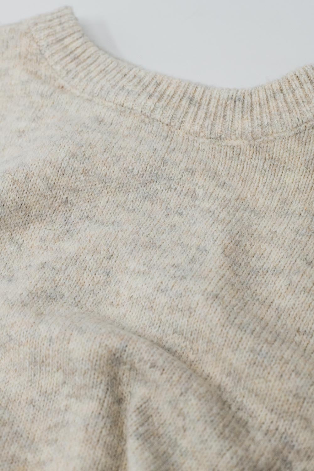 Soft knit beige jumper with balloon sleeves