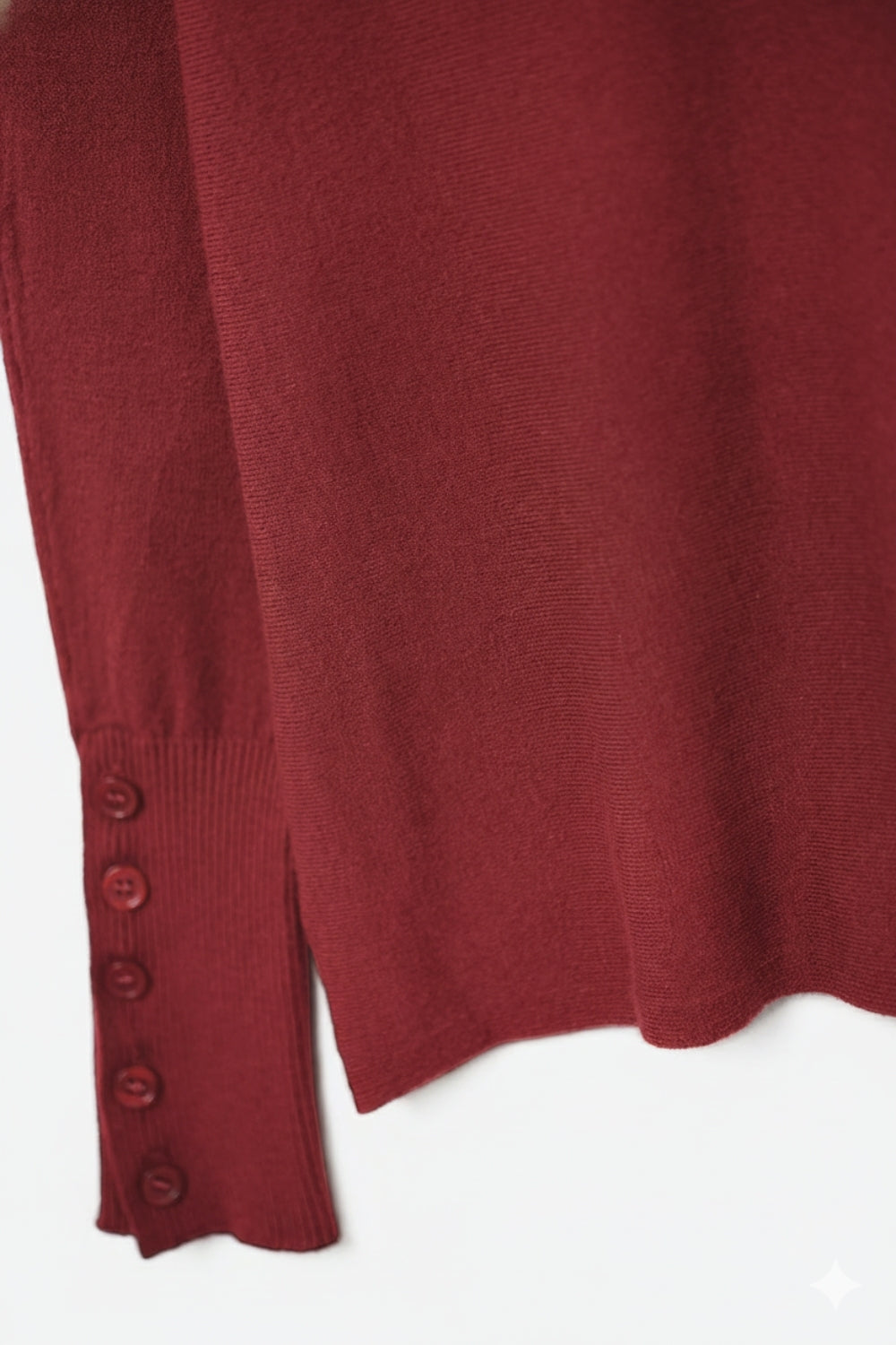 Soft knit Burgundy Sweater with sleeve button details
