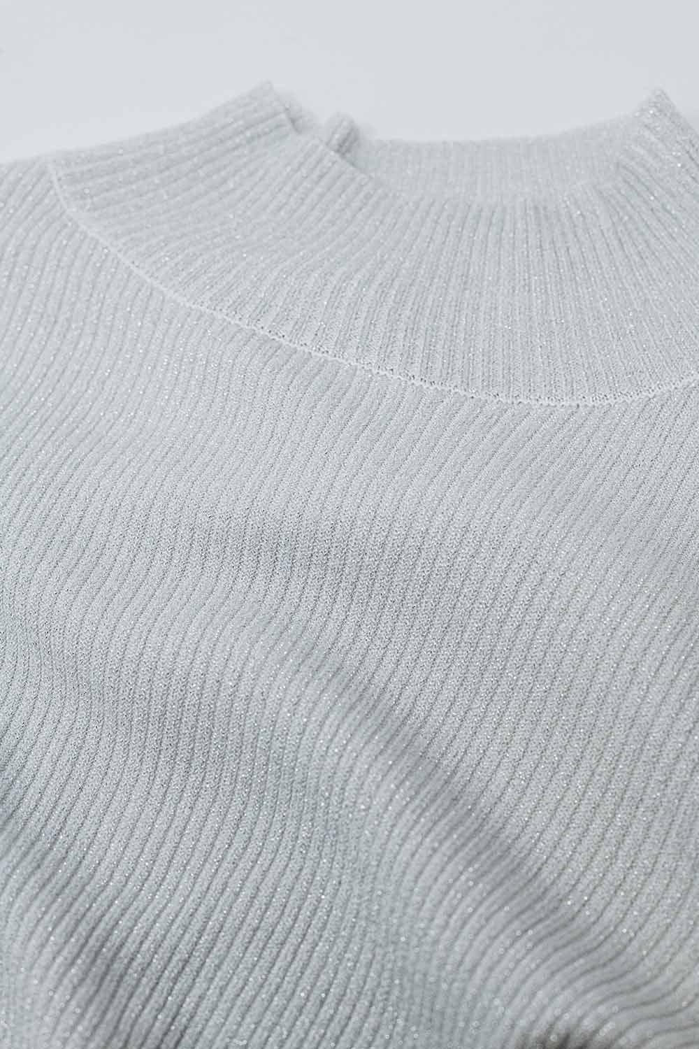 grey glitter trutle neck long sleeve Sweater