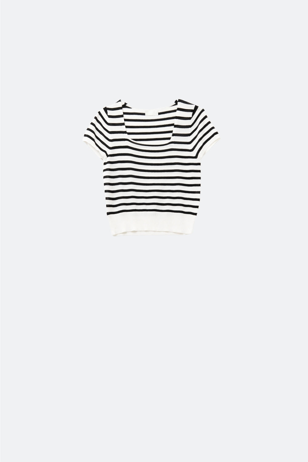 Square neck Stripped Sweater in Black and White