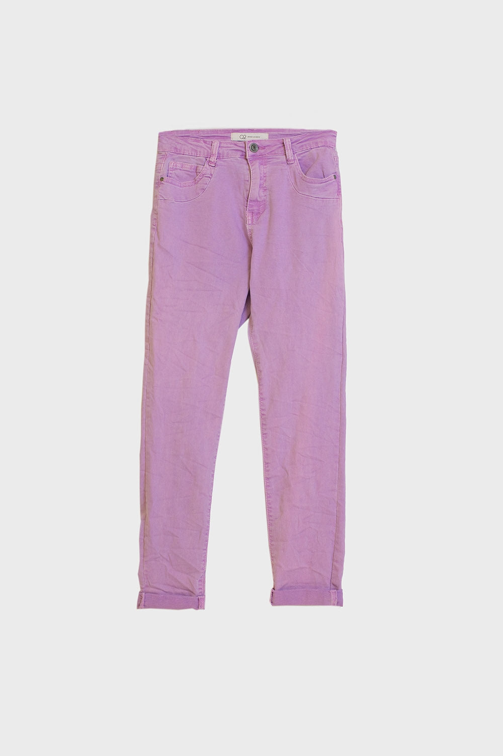 Calça de ganga reta lilás