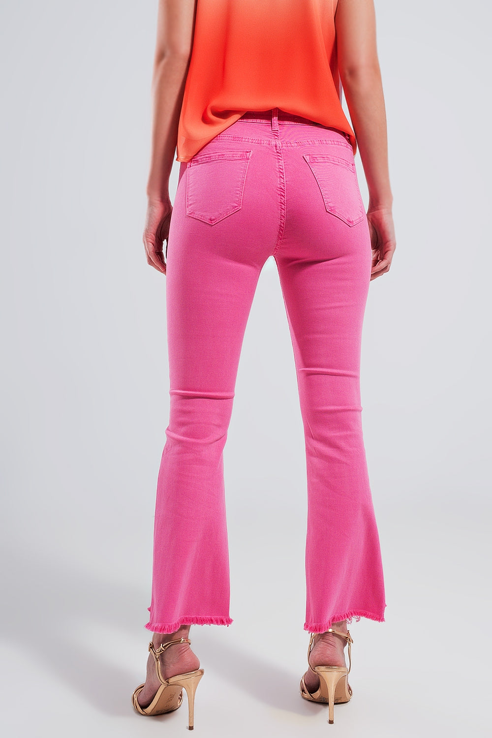 Straight Pants in fuchsia with wide ankles