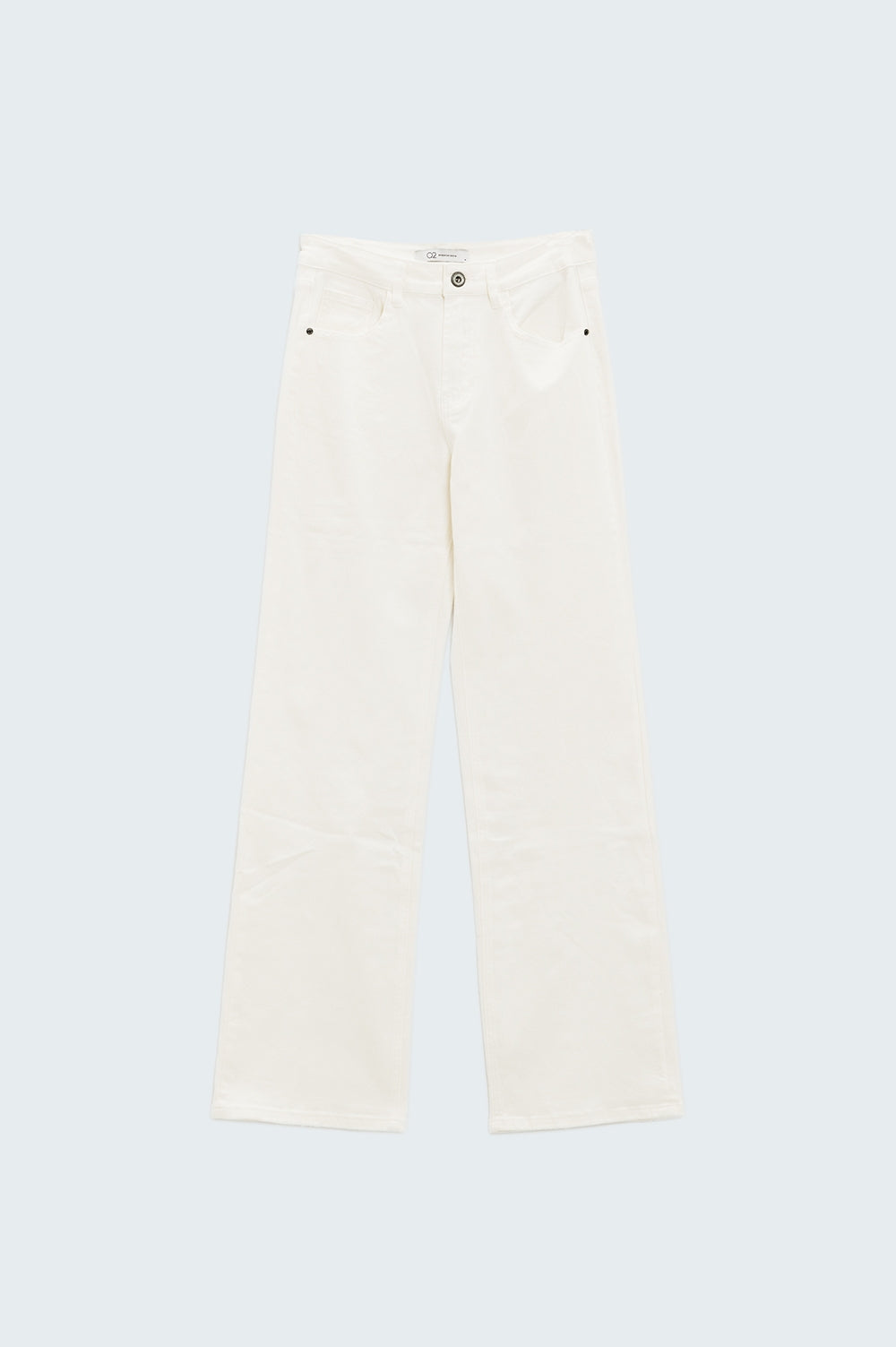 Calça de ganga reta Stretch Denim com 5 Bolsos na Cor Branca